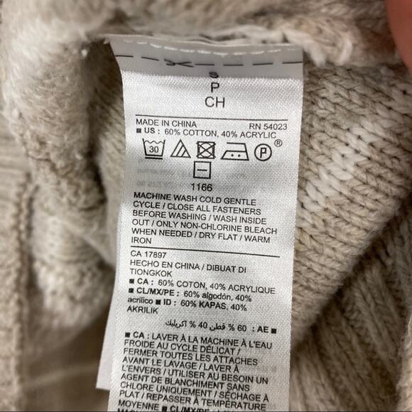 3/$30 Old Navy | Tan White Stripe Lace Up Sweater S - Picture 6 of 7